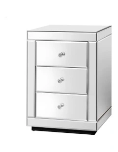 Mirrored Bedside Table in Silver