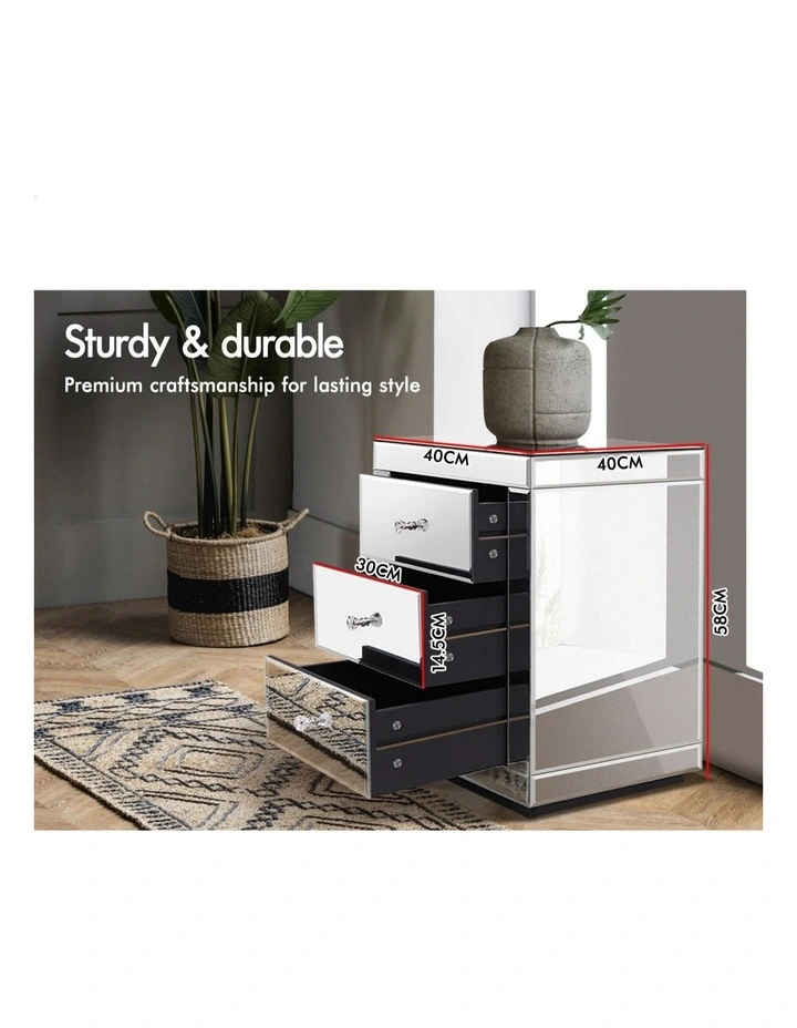 Mirrored Bedside Table in Silver image 4