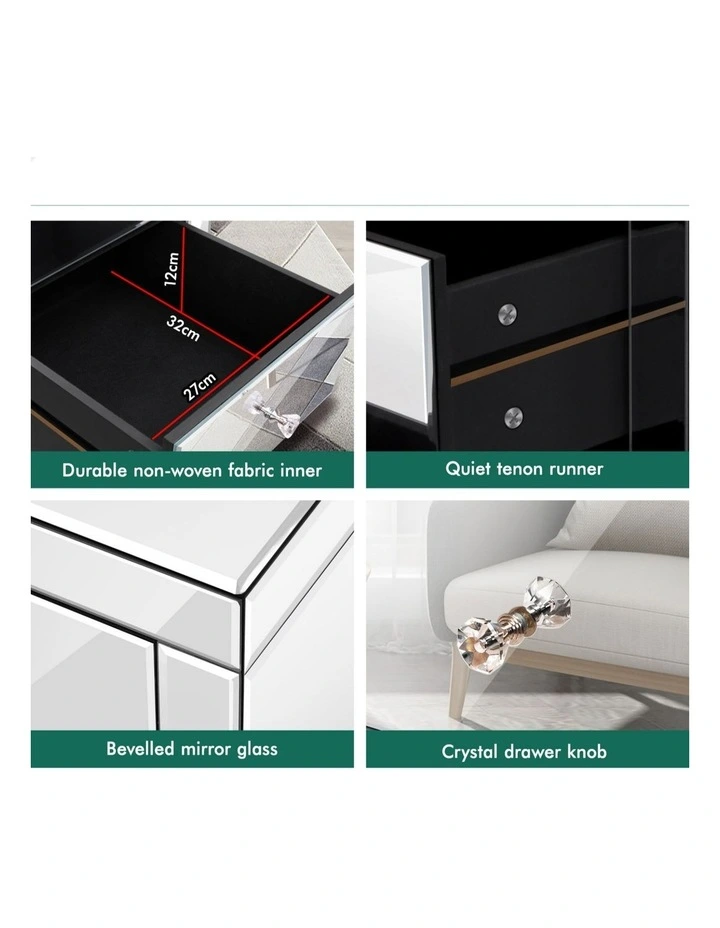 Mirrored Bedside Table in Silver image 7