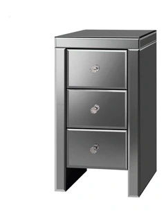 Mirrored Bedside Table in Grey