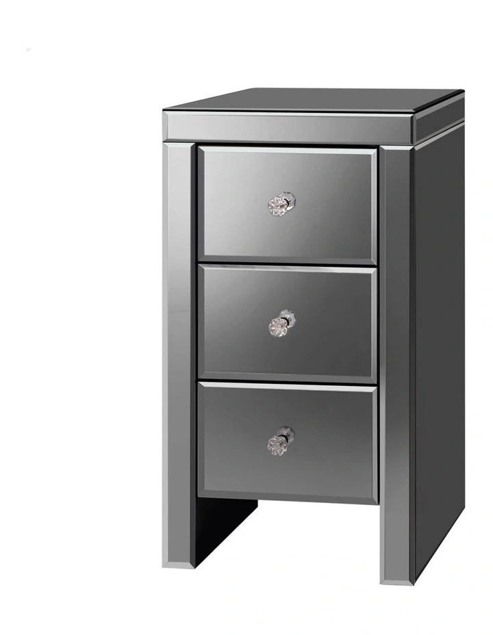 Mirrored Bedside Table in Grey image 1