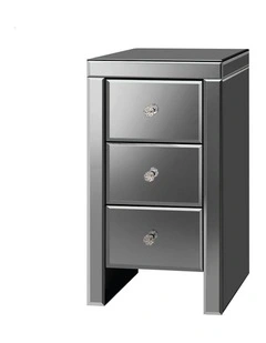 Mirrored Bedside Table in Grey