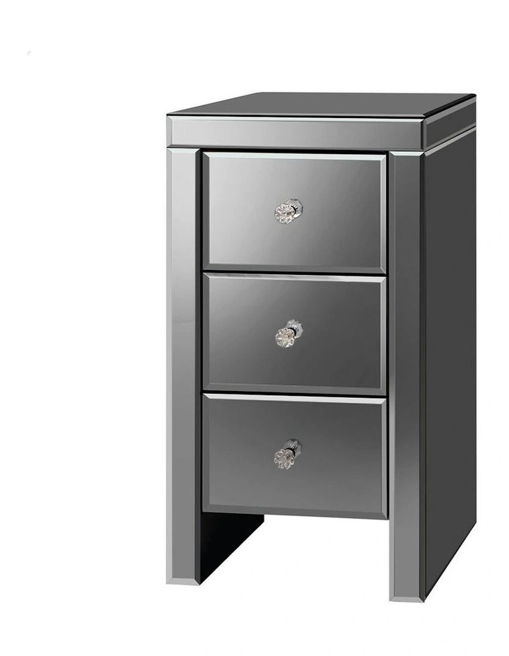 Mirrored Bedside Table in Grey image 1