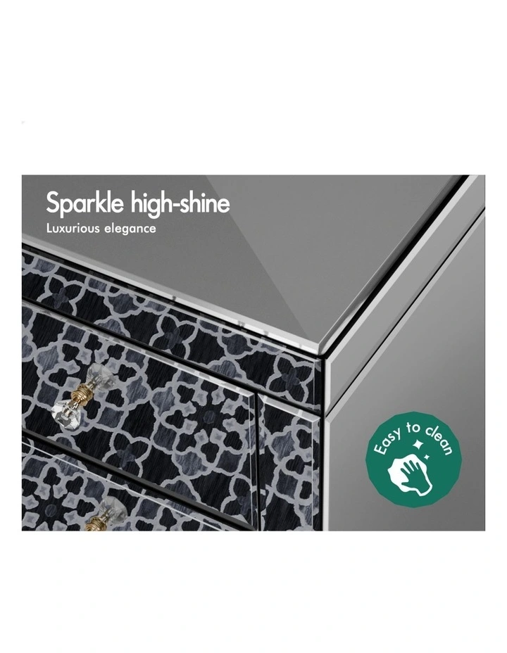 Mirrored Bedside Table Set Of 2 in Grey image 6