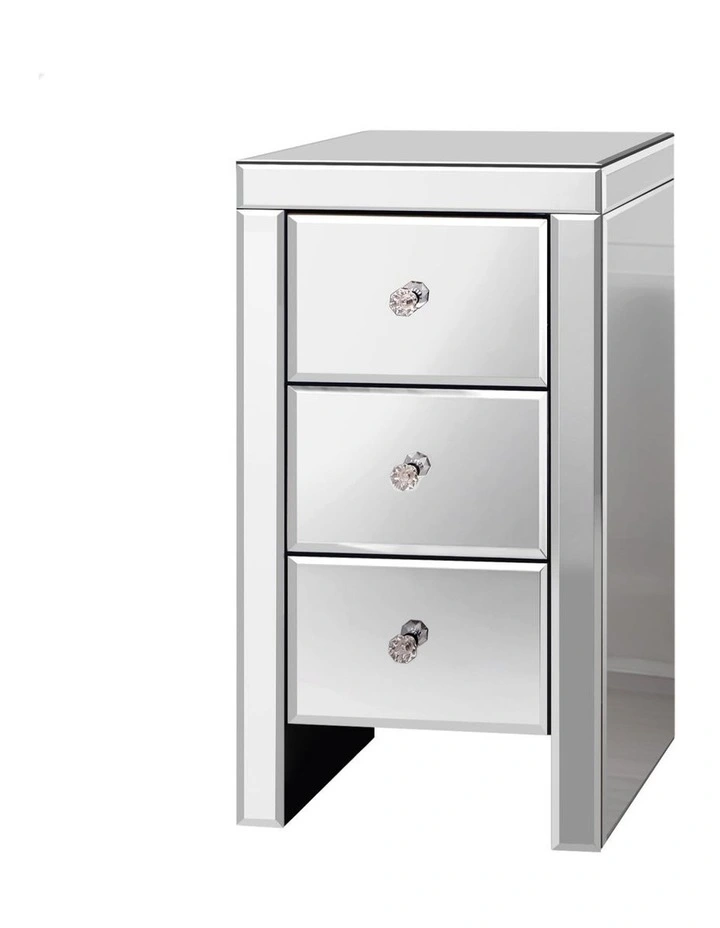Mirrored Bedside Table in Silver image 1