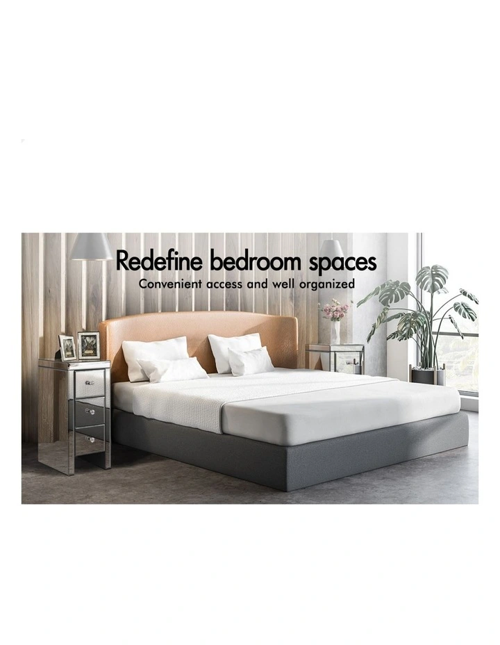 Mirrored Bedside Table in Silver image 3