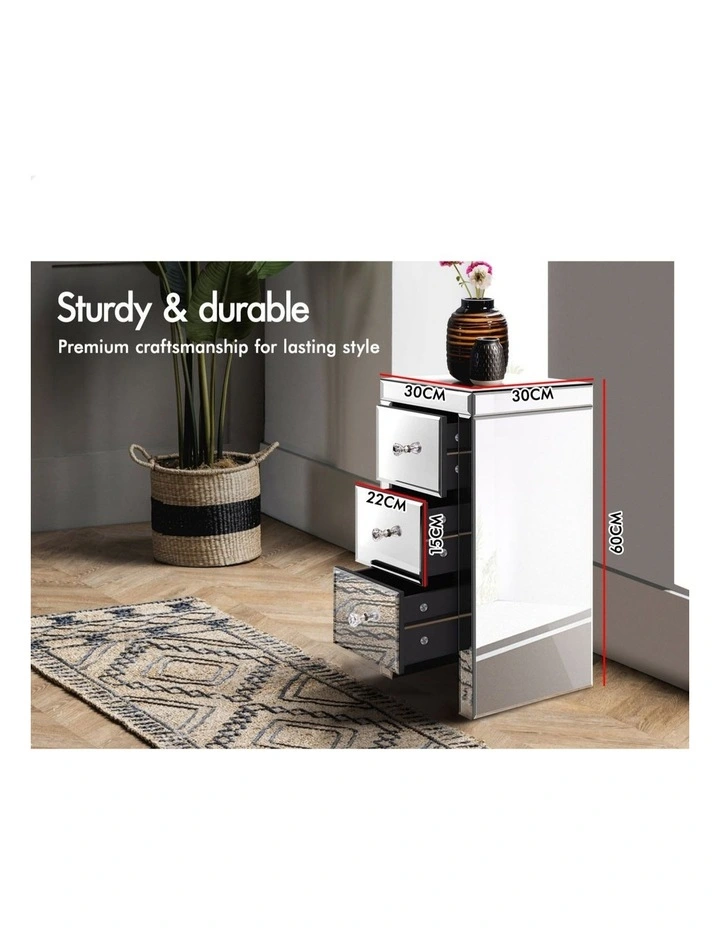 Mirrored Bedside Table in Silver image 4