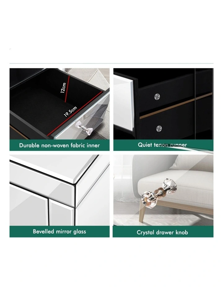 Mirrored Bedside Table in Silver image 7