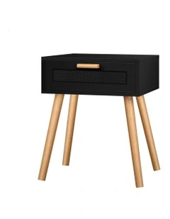 Bedside Table Nightstand Side Storage in Black