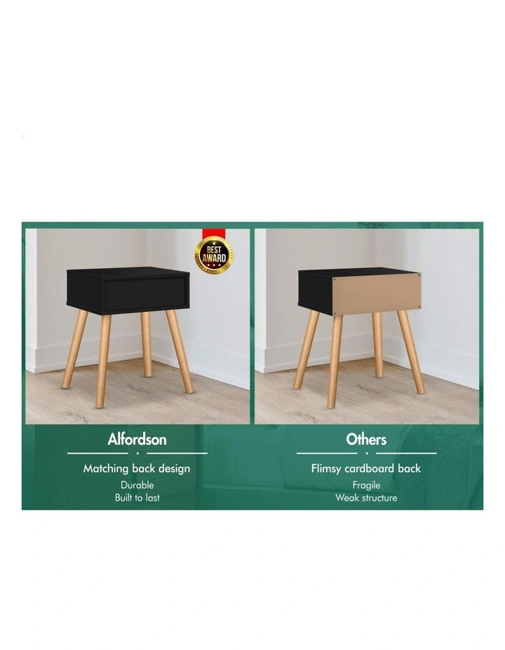 Bedside Table Nightstand Side Storage in Black image 5