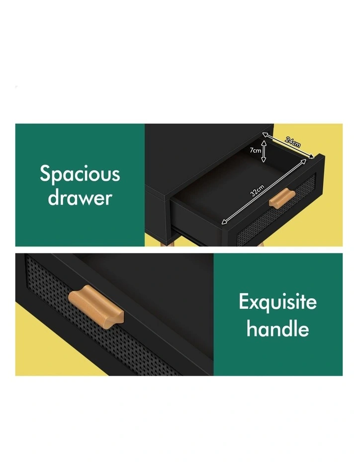 Bedside Table Nightstand Side Storage in Black image 6