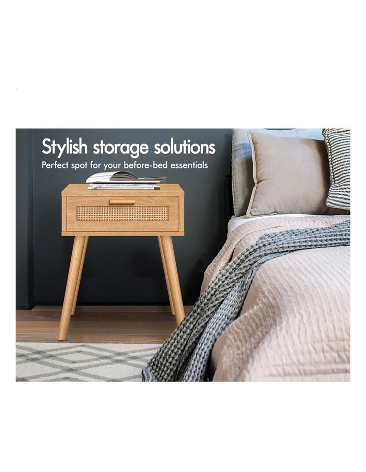 Bedside Table Nightstand Side Storage in Oak image 3