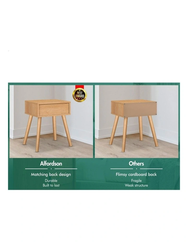 Bedside Table Nightstand Side Storage in Oak image 5