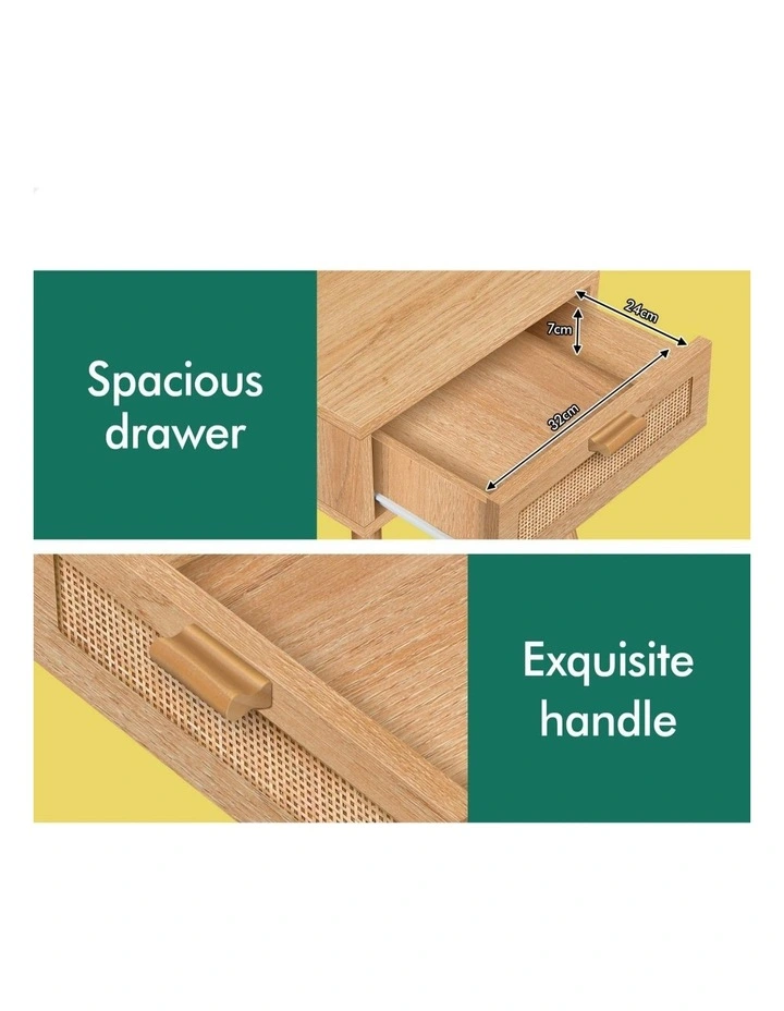 Bedside Table Nightstand Side Storage in Oak image 6