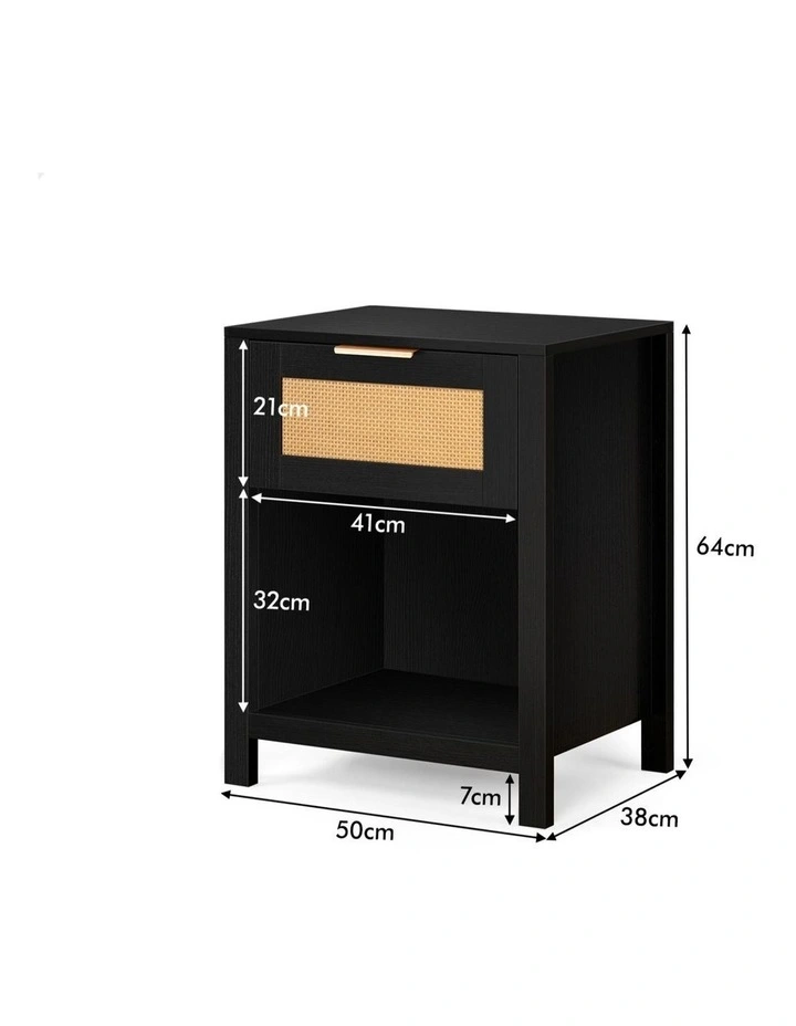 Bedside Table With Storage Shelf 2 Piece in Black image 6