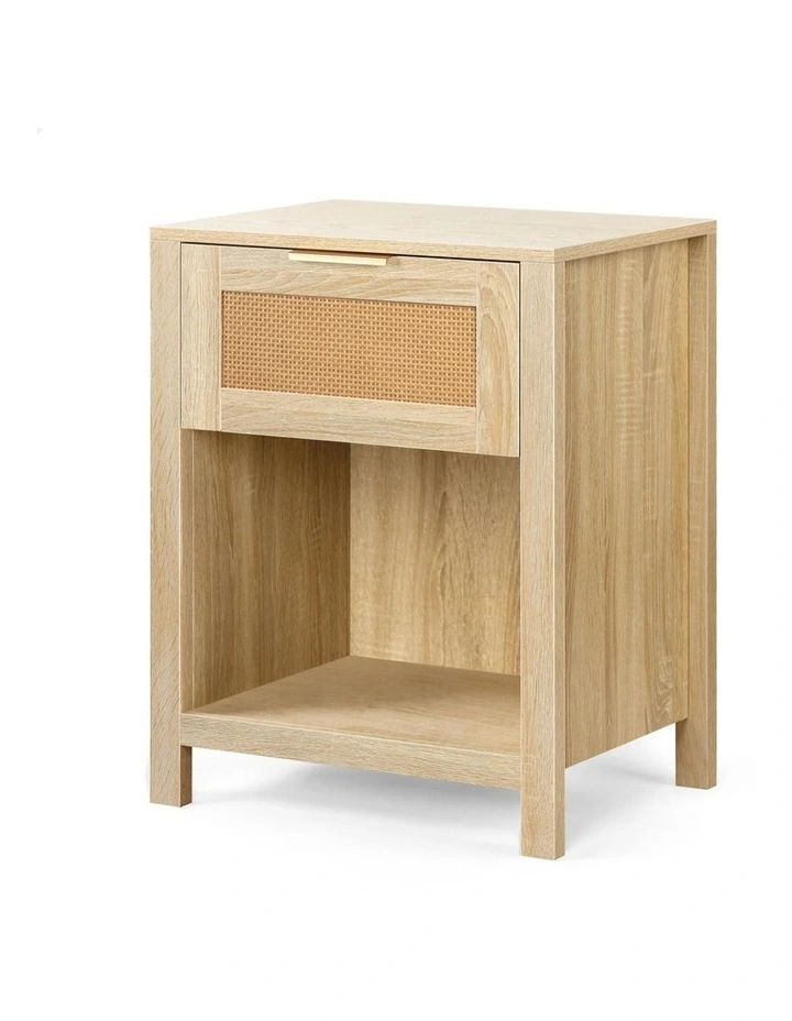 Bedside Table With Storage Shelf in Wood image 1