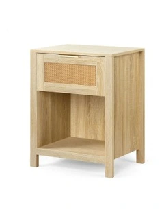 Bedside Table With Storage Shelf in Wood
