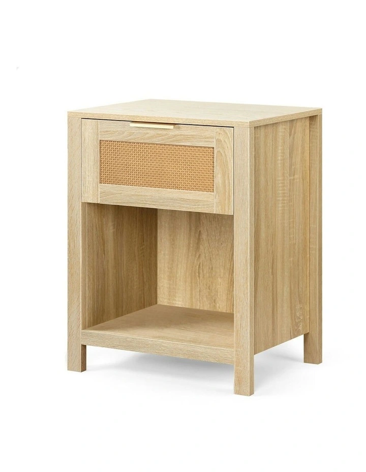 Bedside Table With Storage Shelf in Wood image 1