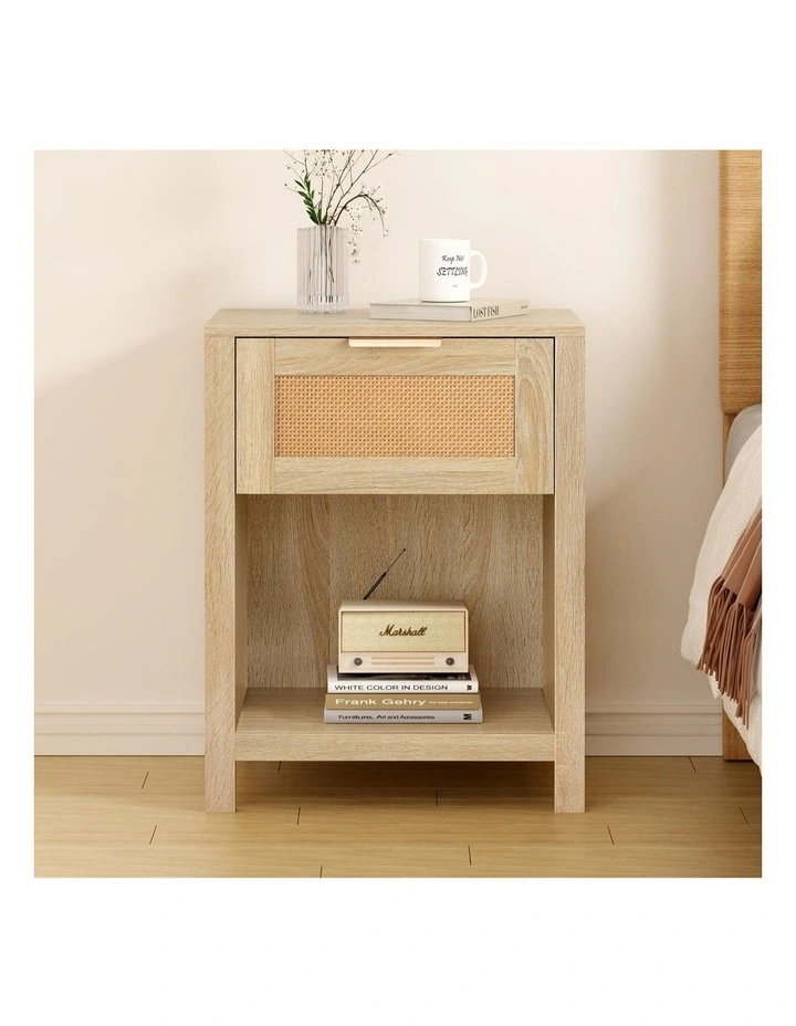 Bedside Table With Storage Shelf in Wood image 2