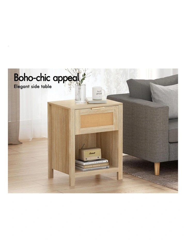 Bedside Table With Storage Shelf in Wood image 3