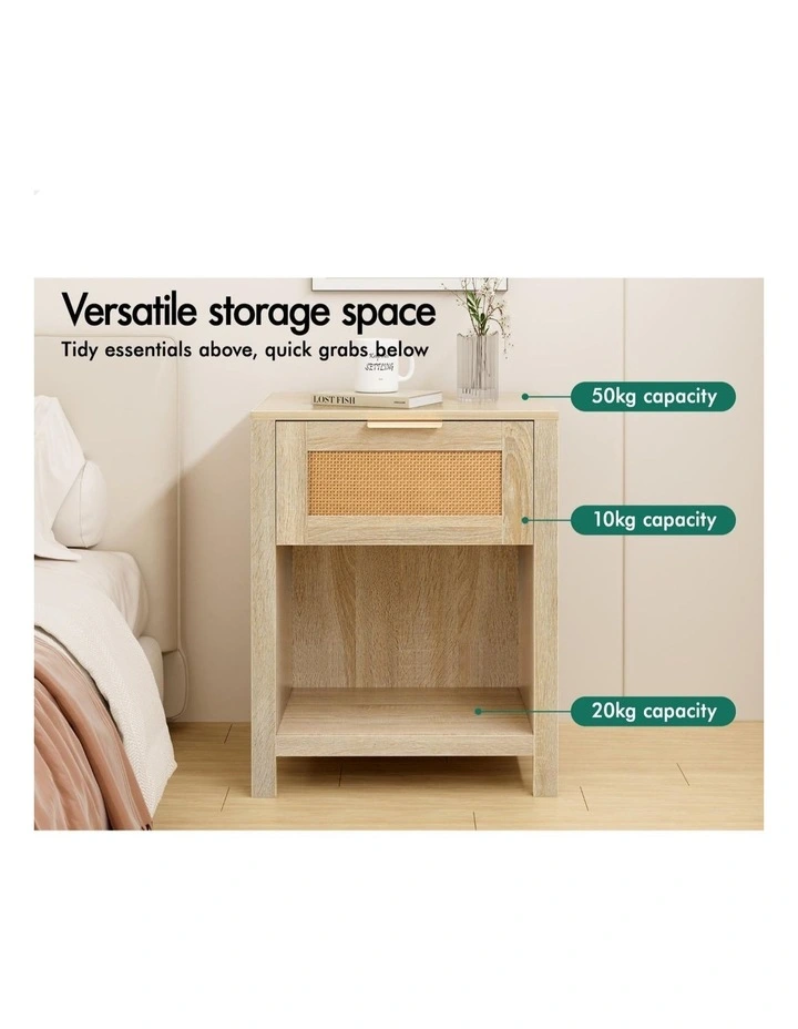 Bedside Table With Storage Shelf in Wood image 4