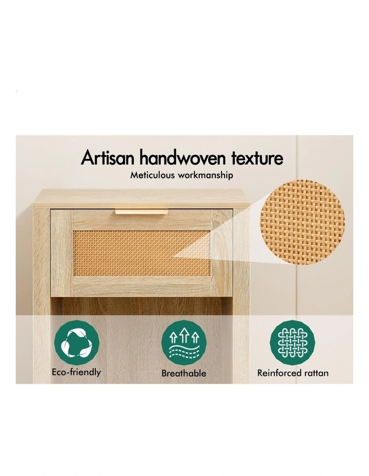 Bedside Table Nightstand Storage Shelf 2 Piece in Wood image 5