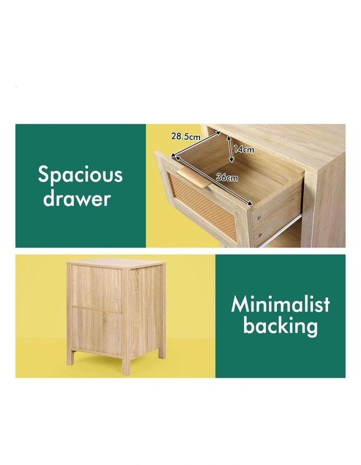 Bedside Table Nightstand Storage Shelf 2 Piece in Wood image 7