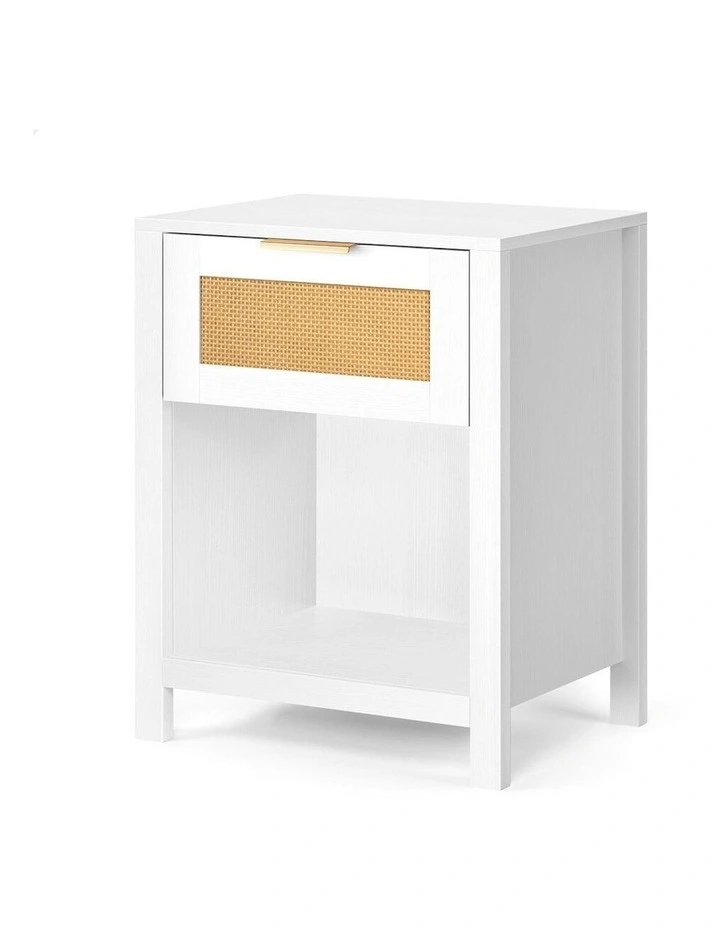 ALFORDSON Bedside Table Nightstand Side End 1 Drawer Storage Shelf White image 1