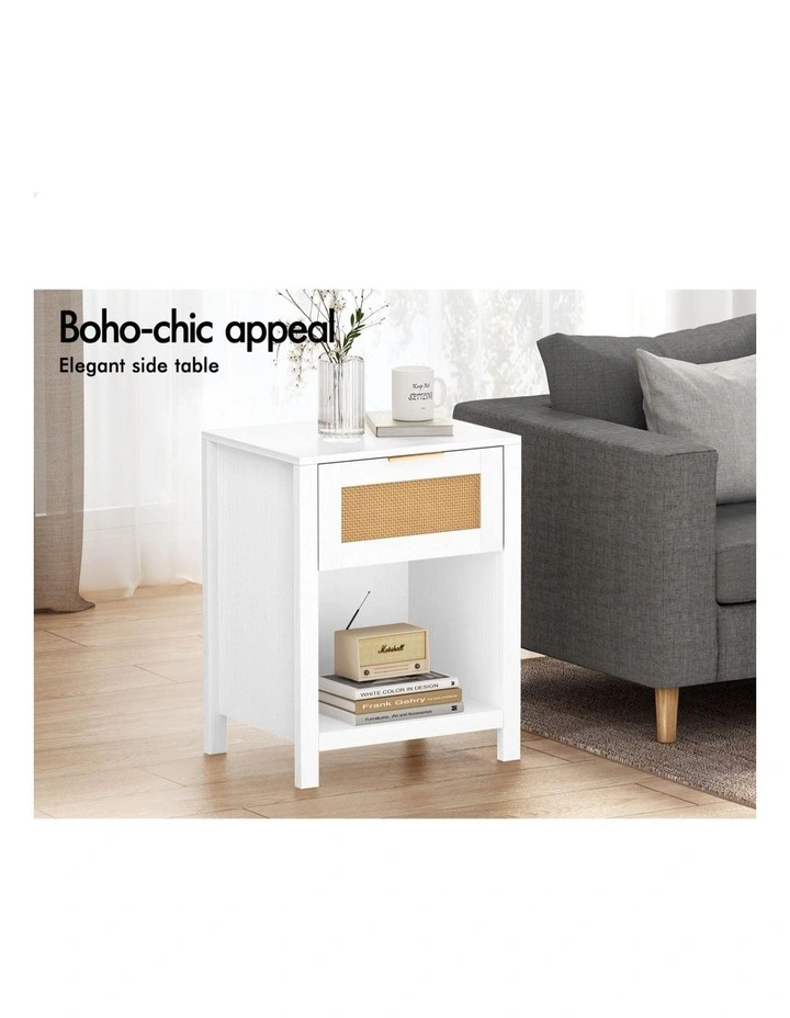 ALFORDSON Bedside Table Nightstand Side End 1 Drawer Storage Shelf White image 3