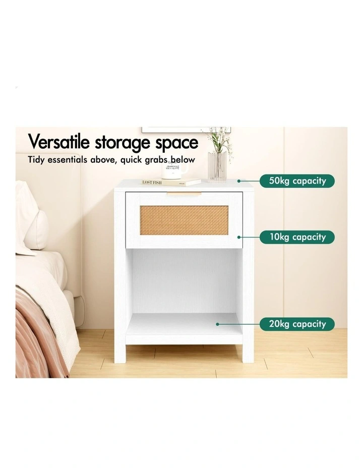 ALFORDSON Bedside Table Nightstand Side End 1 Drawer Storage Shelf White image 4