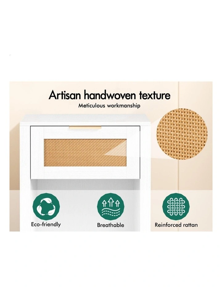 Bedside Table Nightstand Storage Shelf 2 Piece in White image 5