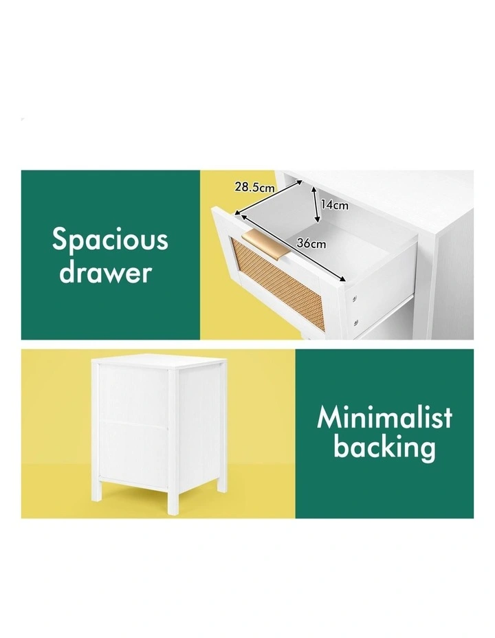 Bedside Table Nightstand Storage Shelf 2 Piece in White image 7