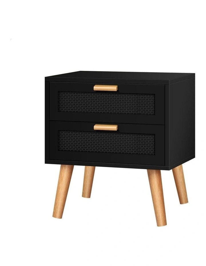 Bedside Table Nightstand Side Cabinet in Black image 1
