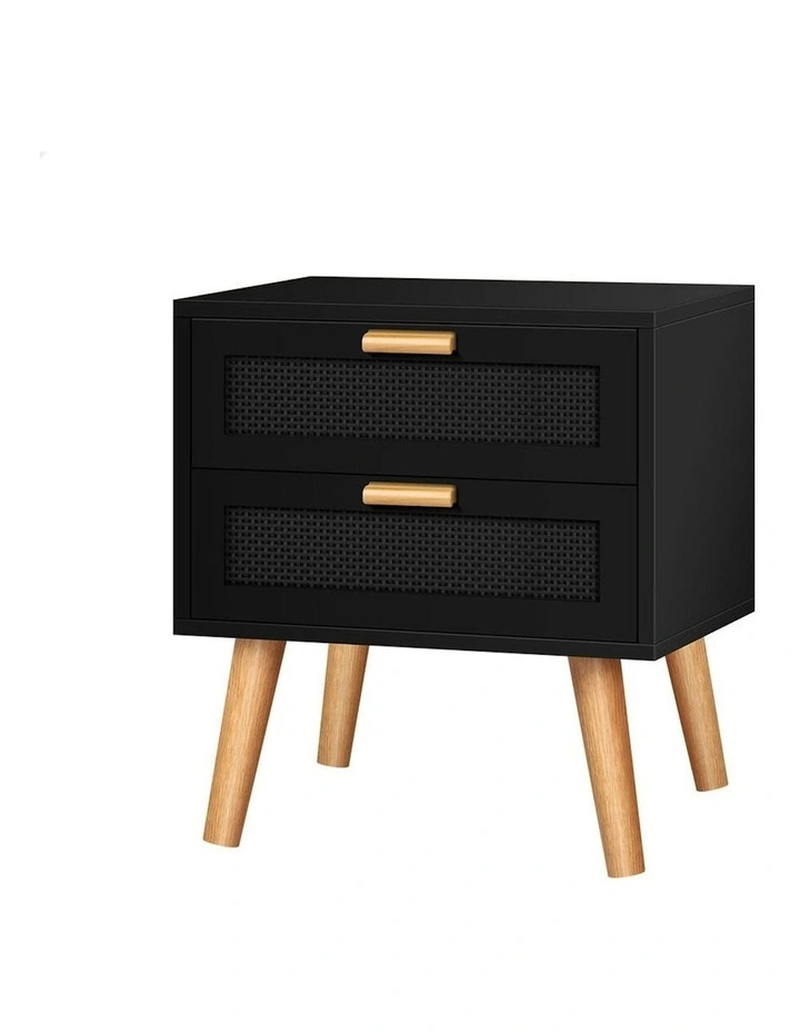 Bedside Table Nightstand Side Cabinet in Black image 1