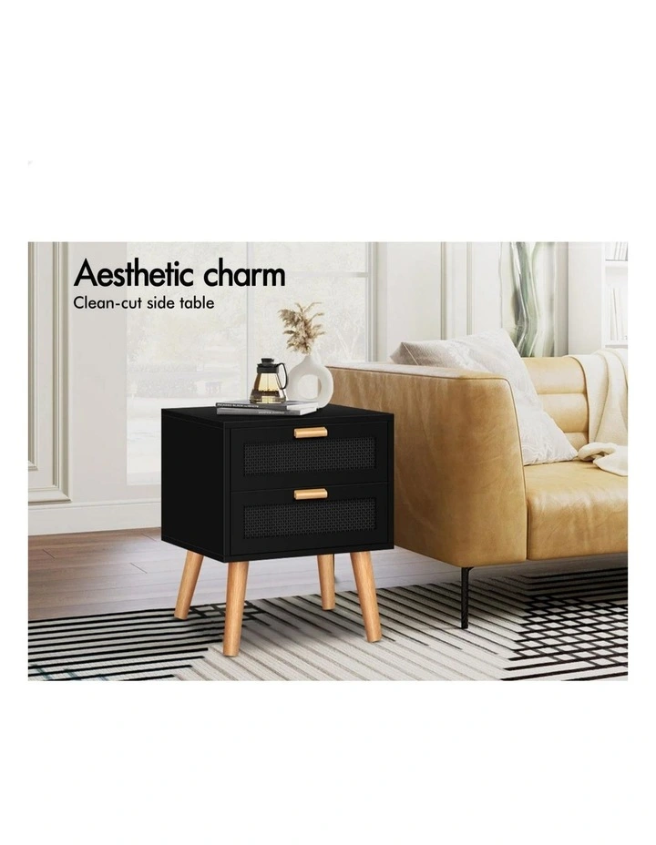 Bedside Table Nightstand Side Cabinet in Black image 4