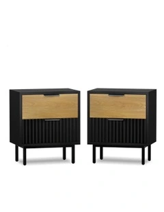 Bedside Table Nightstand Side Storage 2 Piece in Multi