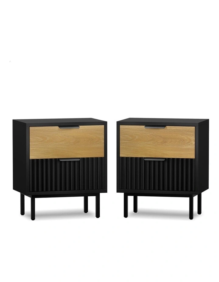 Bedside Table Nightstand Side Storage 2 Piece in Multi image 1