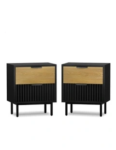 Bedside Table Nightstand Side Storage 2 Piece in Multi