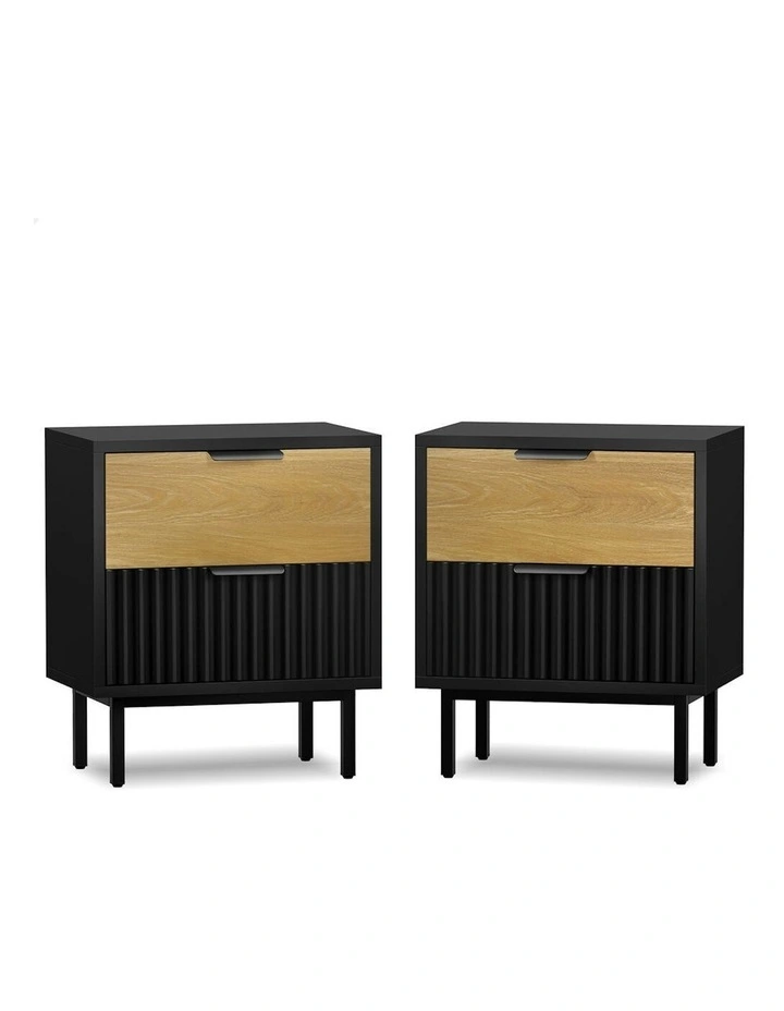 Bedside Table Nightstand Side Storage 2 Piece in Multi image 1