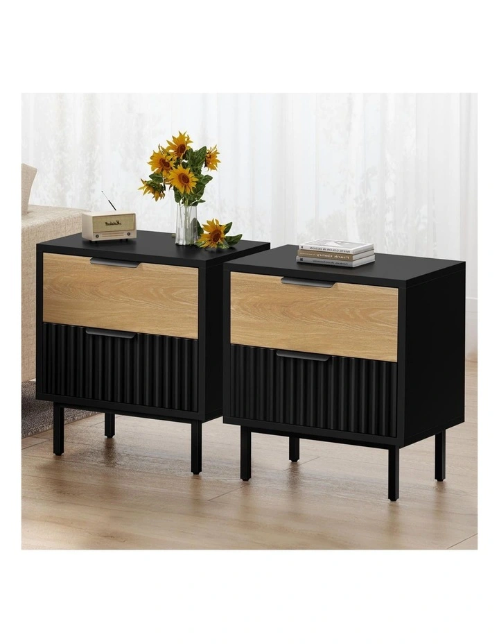 Bedside Table Nightstand Side Storage 2 Piece in Multi image 2