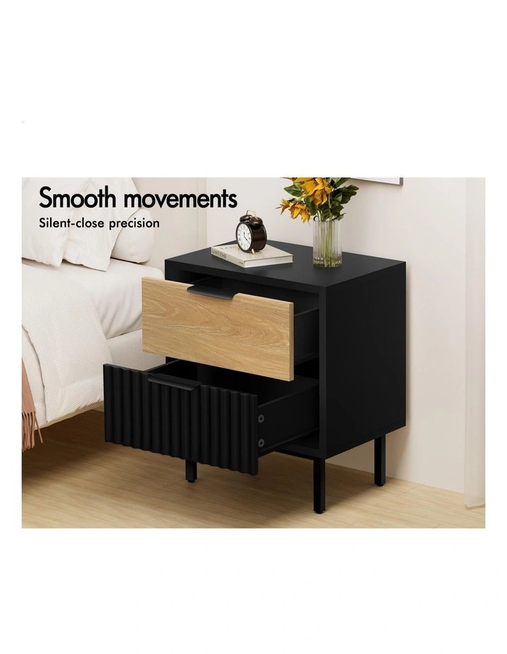 Bedside Table Nightstand Side Storage 2 Piece in Multi image 5