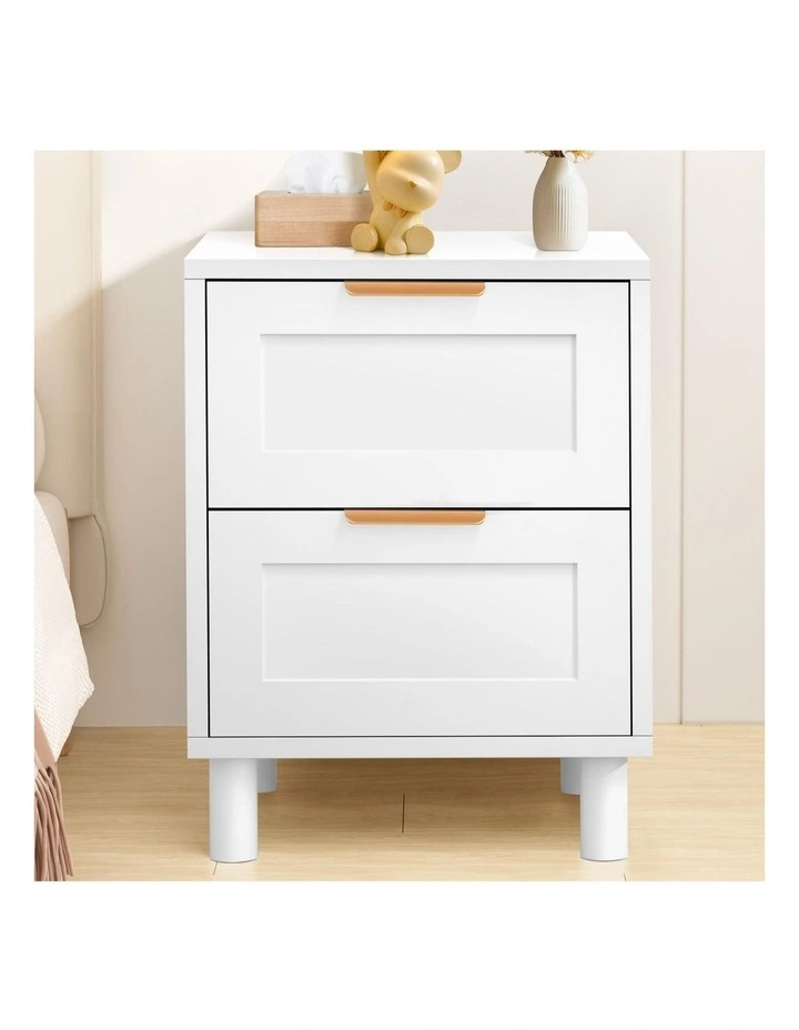 Bedside Table Side Storage Cabinet in White image 2