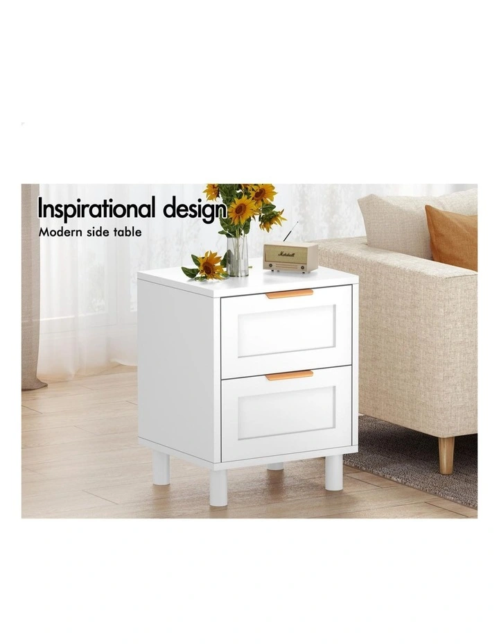 Bedside Table Side Storage Cabinet in White image 3