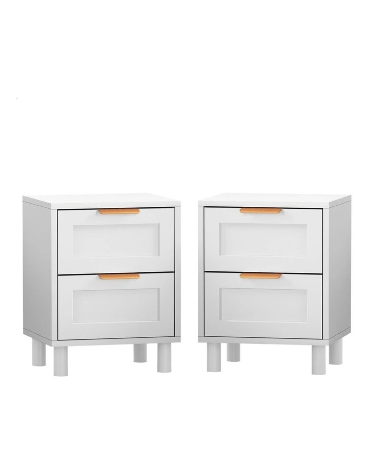 Bedside Table Side Storage Cabinet 2 Piece in White image 1