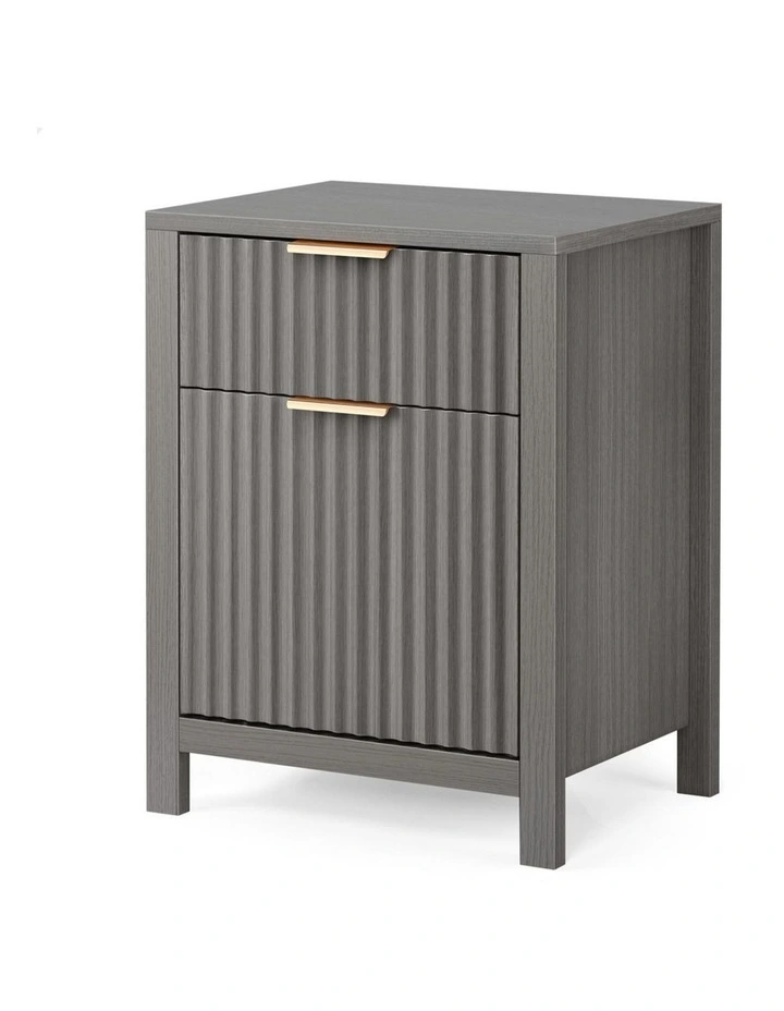 Bedside Table Nightstand Side Storage Cabinet in Grey image 1