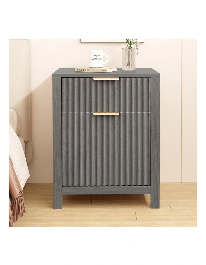 Bedside Table Nightstand Side Storage Cabinet in Grey image 2