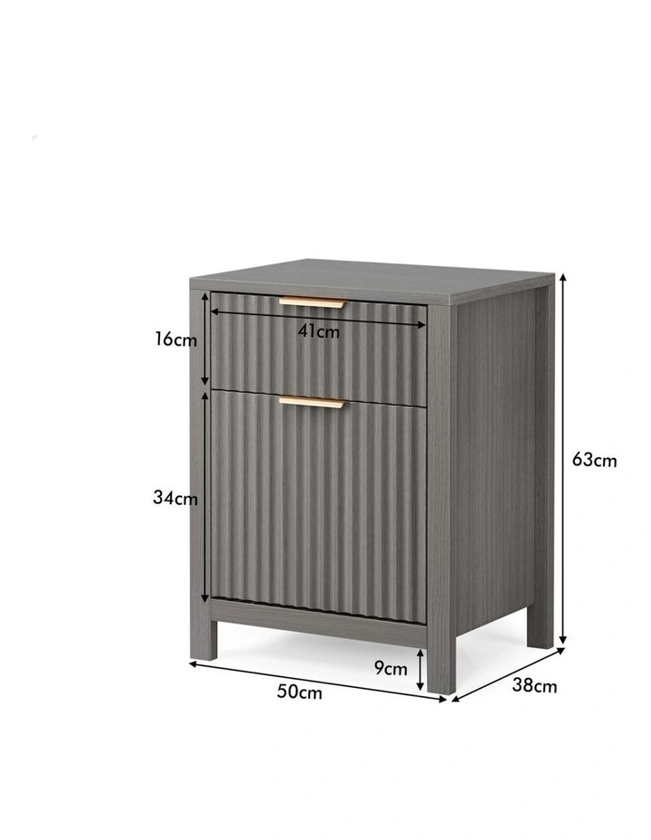 Bedside Table Nightstand Side Storage Cabinet in Grey image 6