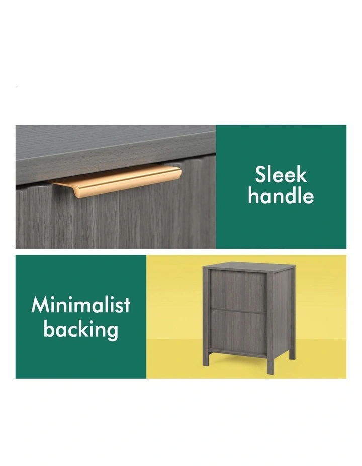 Bedside Table Nightstand Side Storage Cabinet in Grey image 7