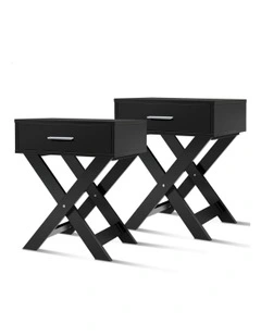 French Country Bedside Table 2 Piece in Black