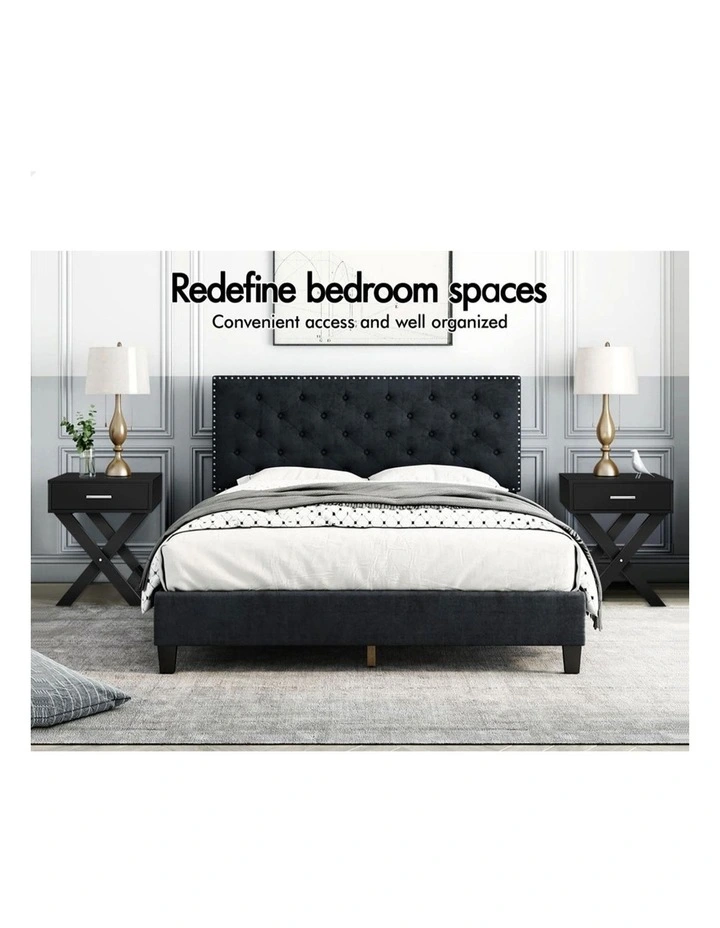 French Country Bedside Table 2 Piece in Black image 3